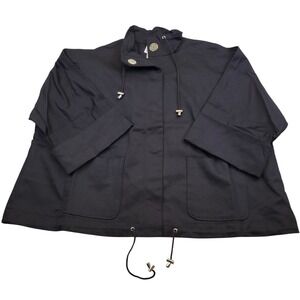 NWT MarlaWynne Womens 1X Canvas Drama Snap Front Jacket With Pockets Black